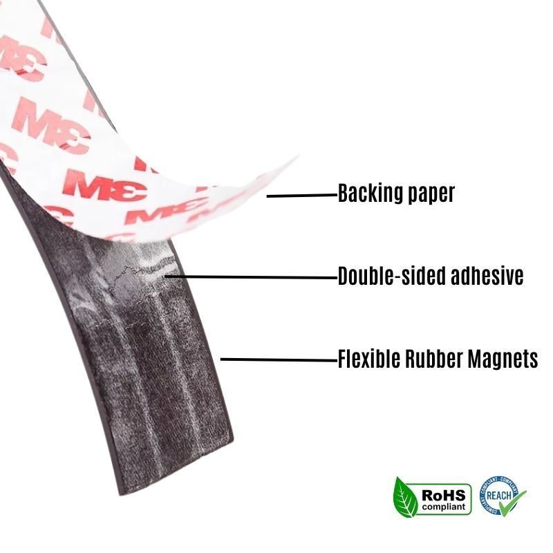 flexible rubber magnet strip with adhesive