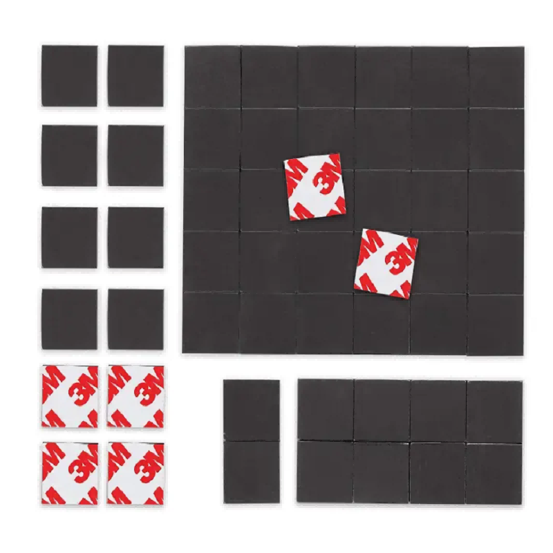 Die Cut Isotropic Flexible Magnetic Rubber Blocks Shape Magnets With 3M Adhesice Backing